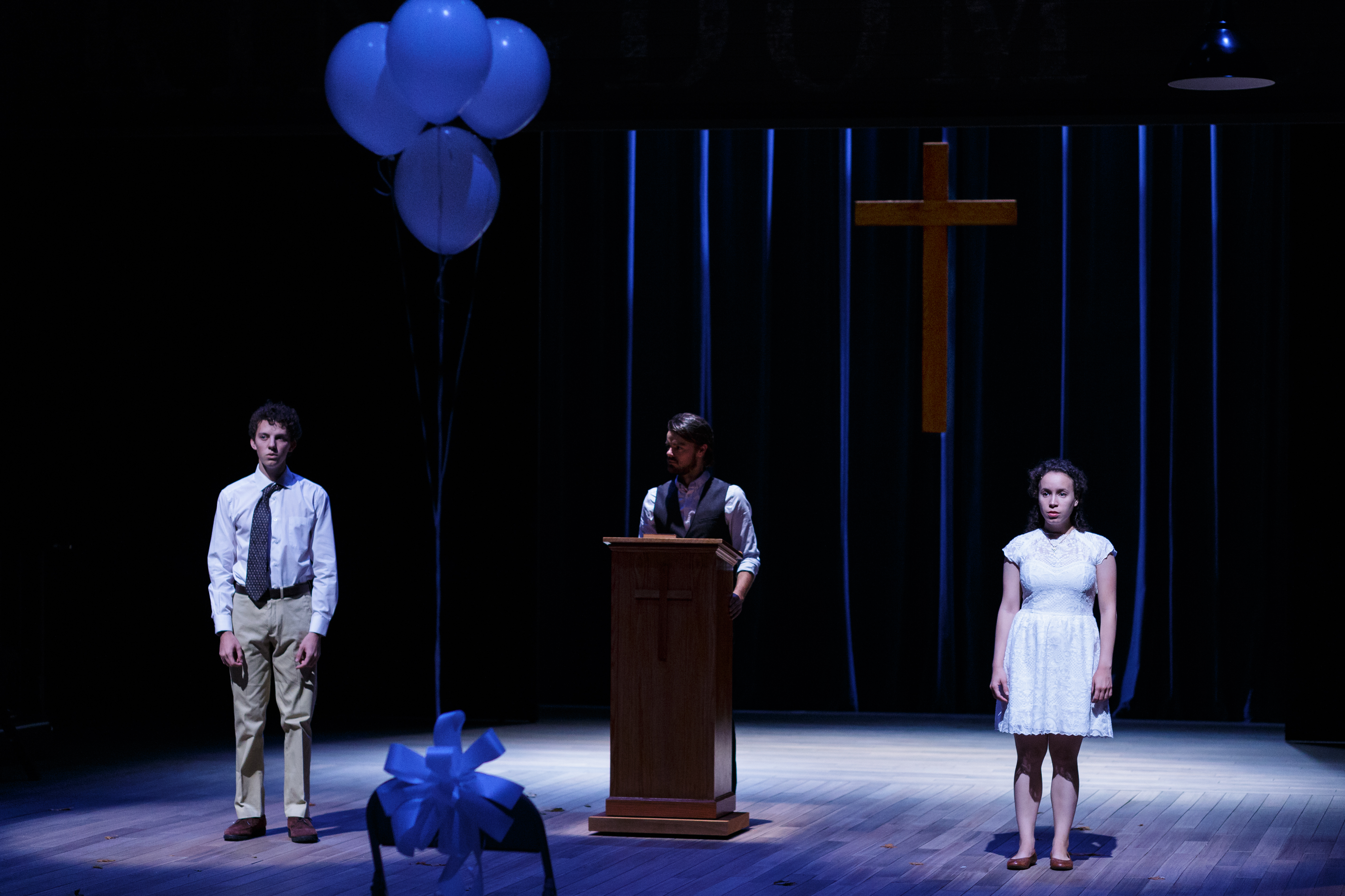 Photo caption: (L-R) Austyn Myers as “Matt,” Ian Littleworth as “Luke” and Cristina Gerla as “Katie” in La Jolla Playhouse’s world-premiere production of KINGDOM CITY, by Sheri Wilner, directed by Jackson Gay, running September 4 – October 5 in the Sheila and Hughes Potiker Theatre.